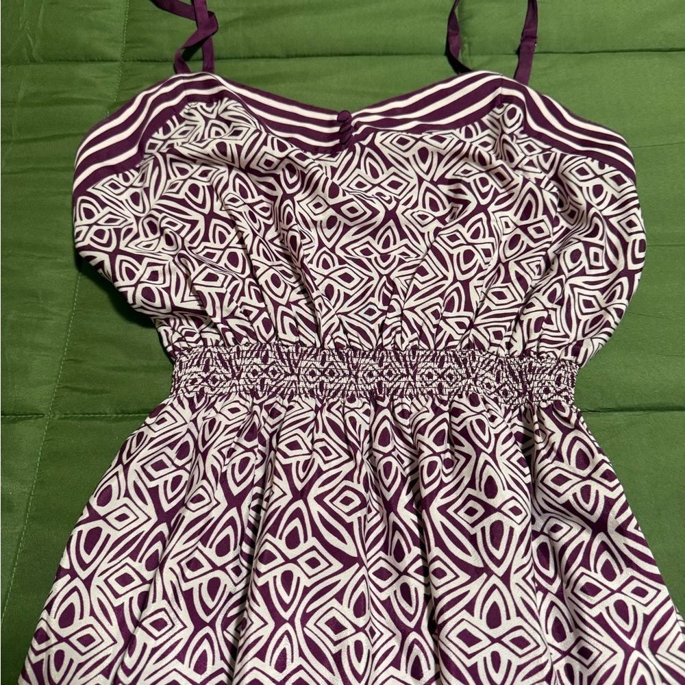 LOFT Women Like New Dress in Purple and White Pattern